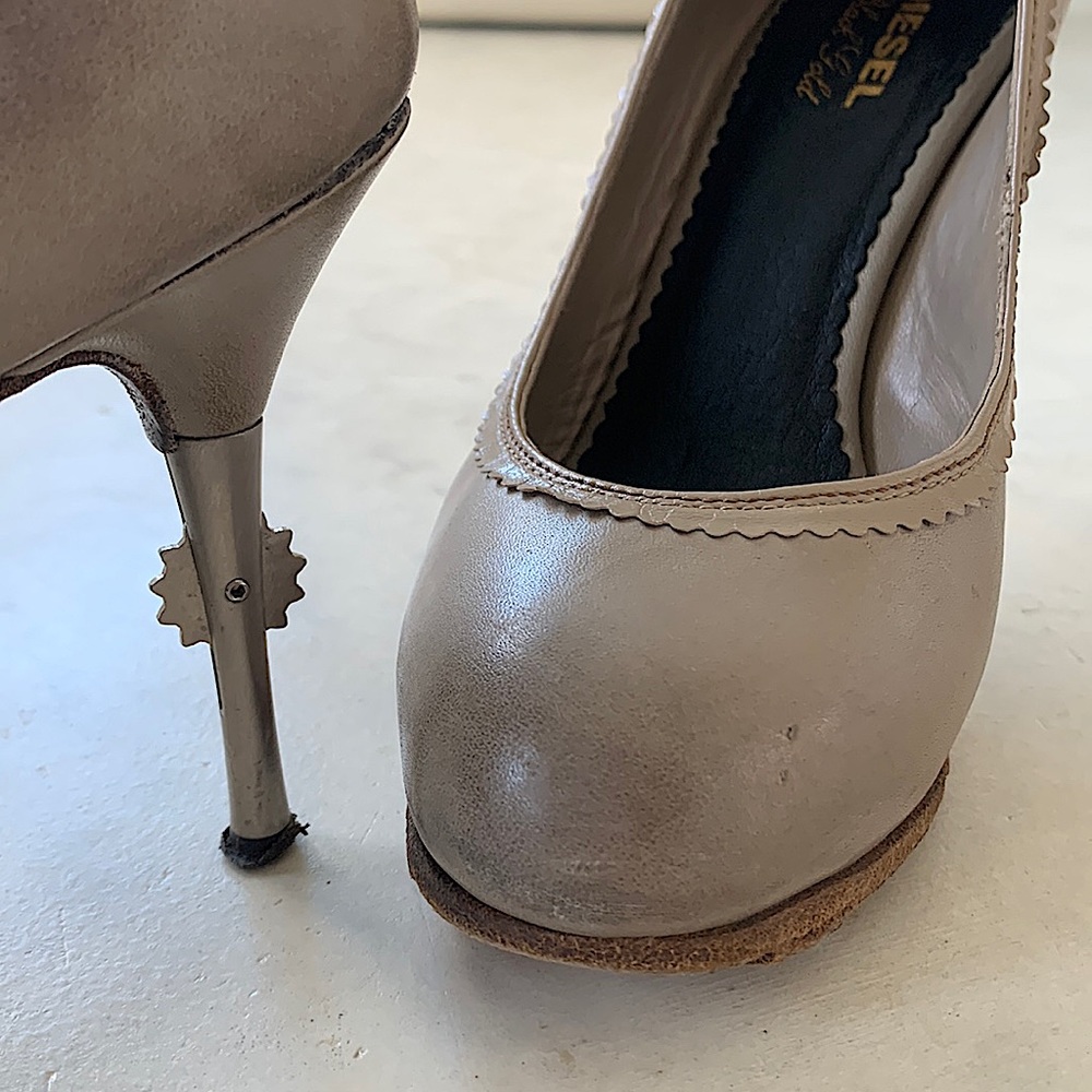 DIESEL BLACK GOLD -Leather Steel Spur Heels